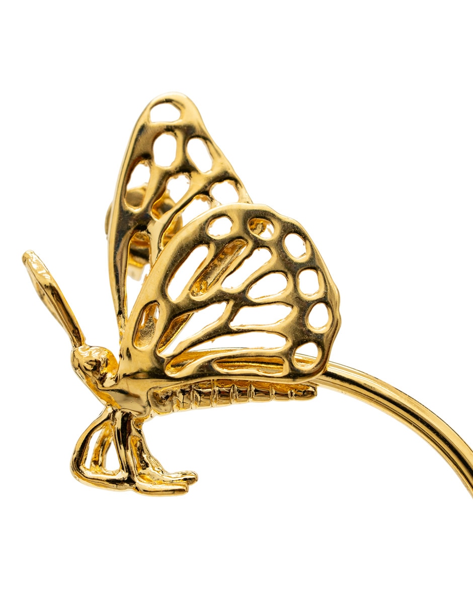Arracadas ovaladas Mariposa 18 K con acabado chapa de oro 3