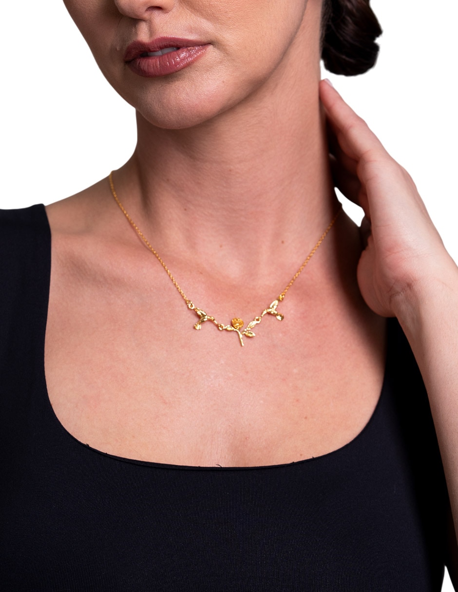 Collar flor Colibrí 18 K 4