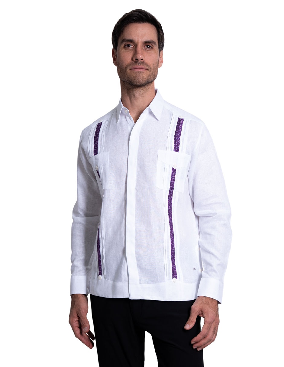 Guayabera manga larga para hombre 4