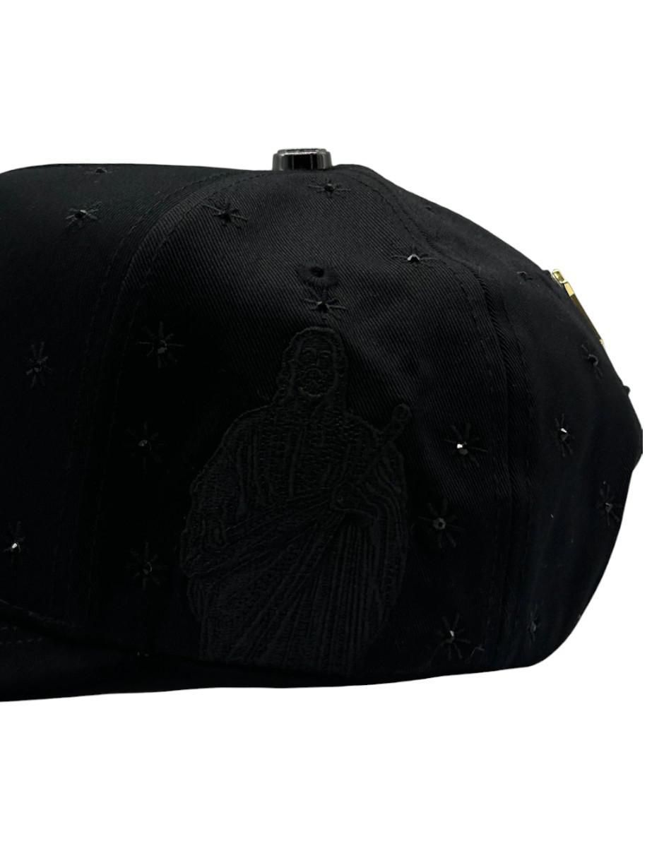 Gorra visera curva snapback casual San Judas Cristal Black para hombre 6