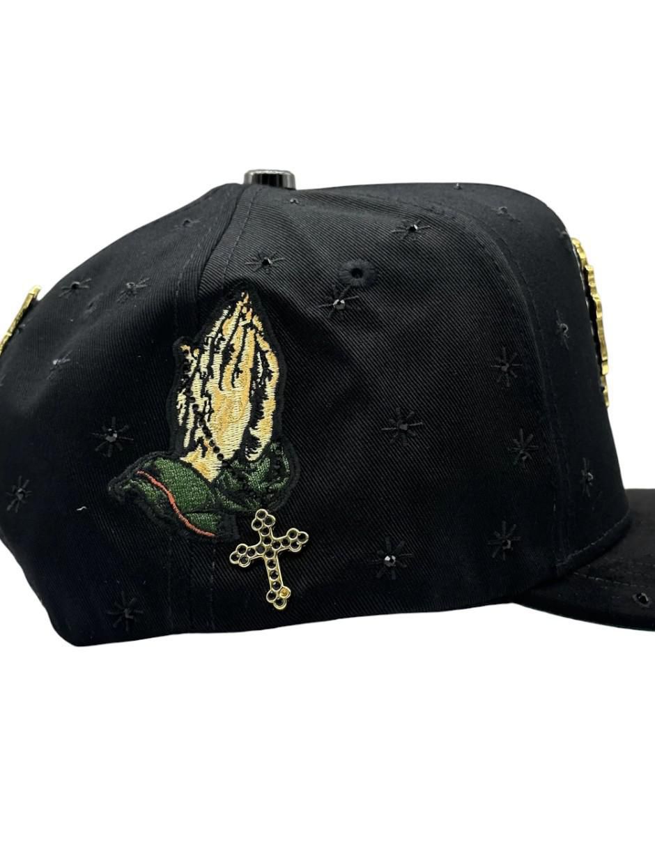Gorra visera curva snapback casual San Judas Cristal Black para hombre 4