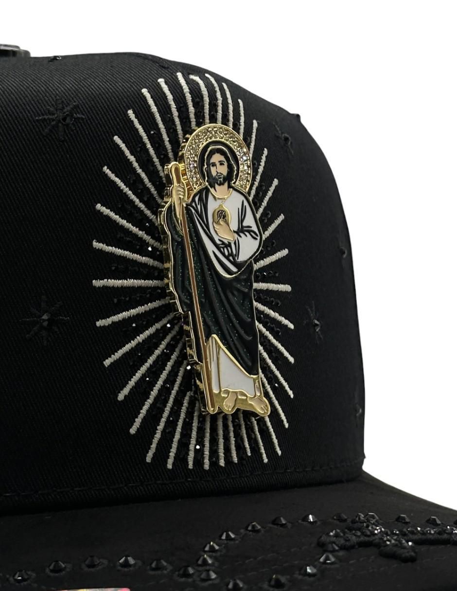 Gorra visera curva snapback casual San Judas Cristal Black para hombre 2