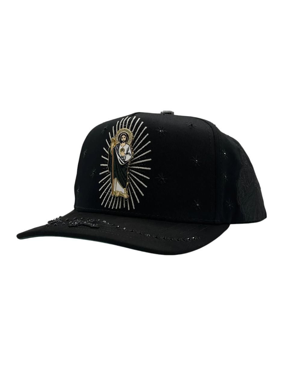 Gorra visera curva snapback casual San Judas Cristal Black para hombre 7
