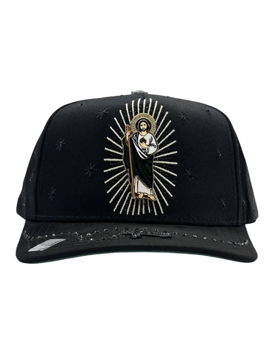 Gorra visera curva snapback casual San Judas Cristal Black para hombre 3
