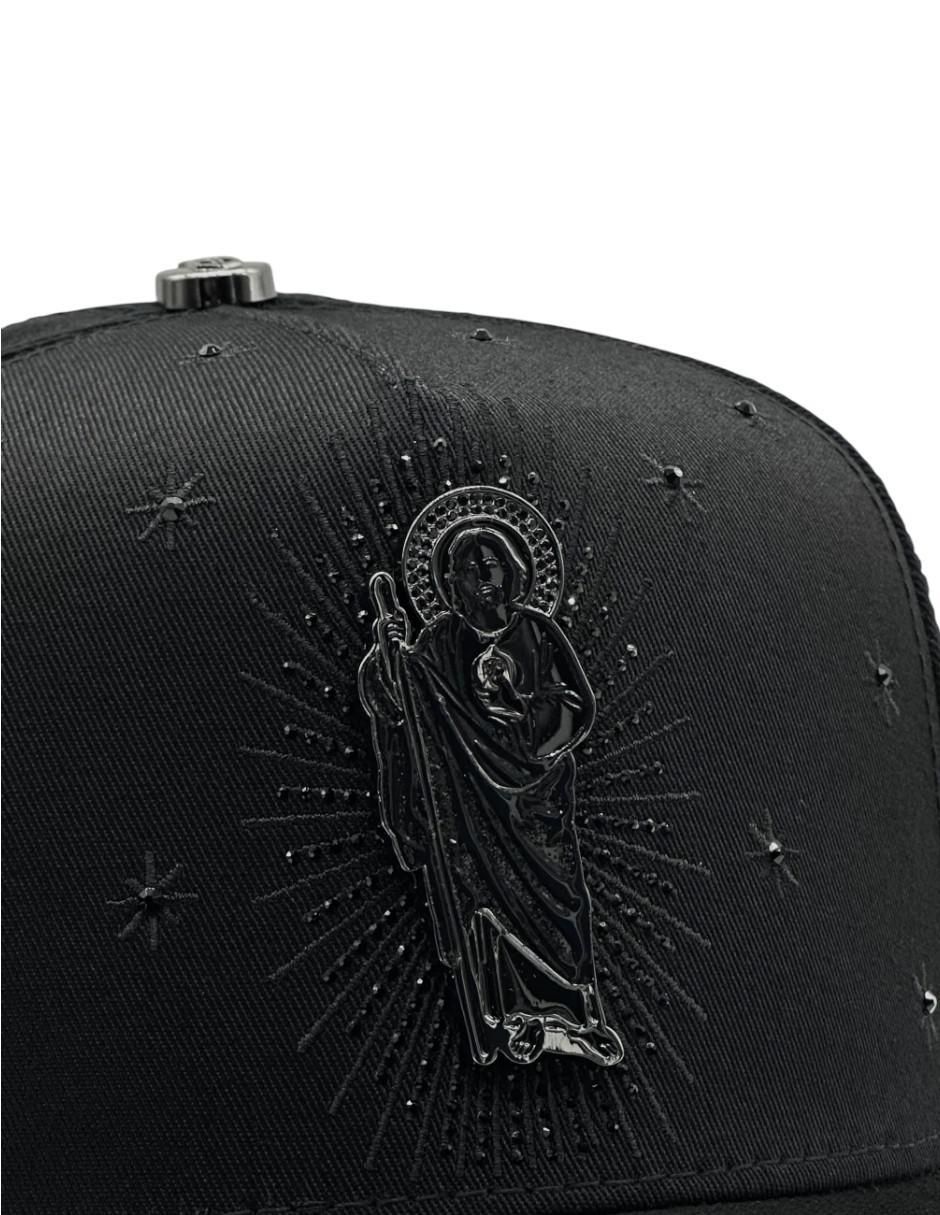 Gorra visera curva snapback casual San Judas Crystal para hombre