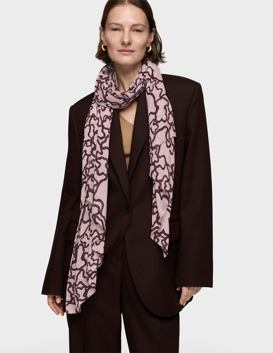 Mascada con estampado logo de viscosa para mujer 3