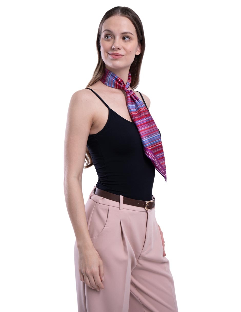 Mascada "con estampado" gráfico "de" seda "para mujer" 4