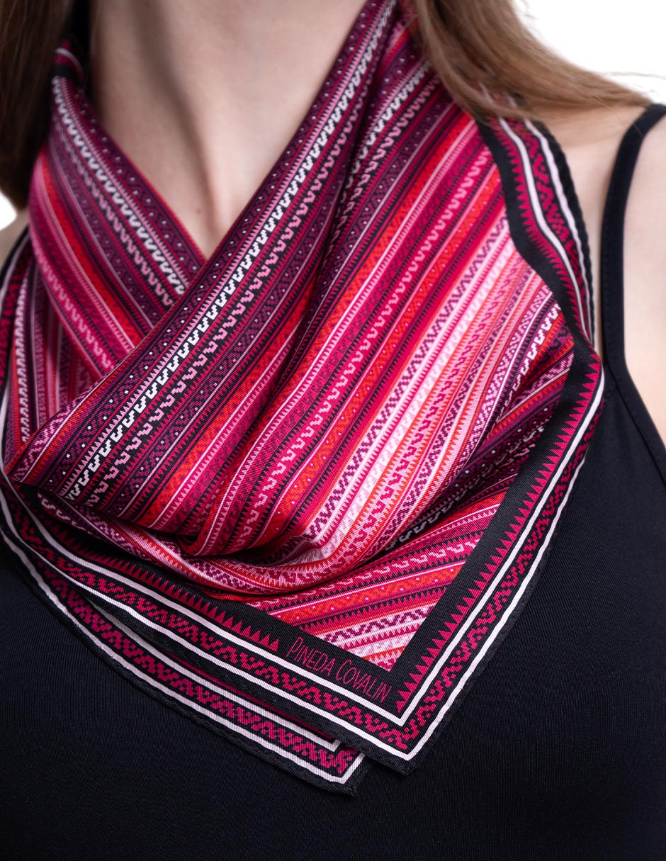 Mascada con estampado gráfico de seda para mujer 3