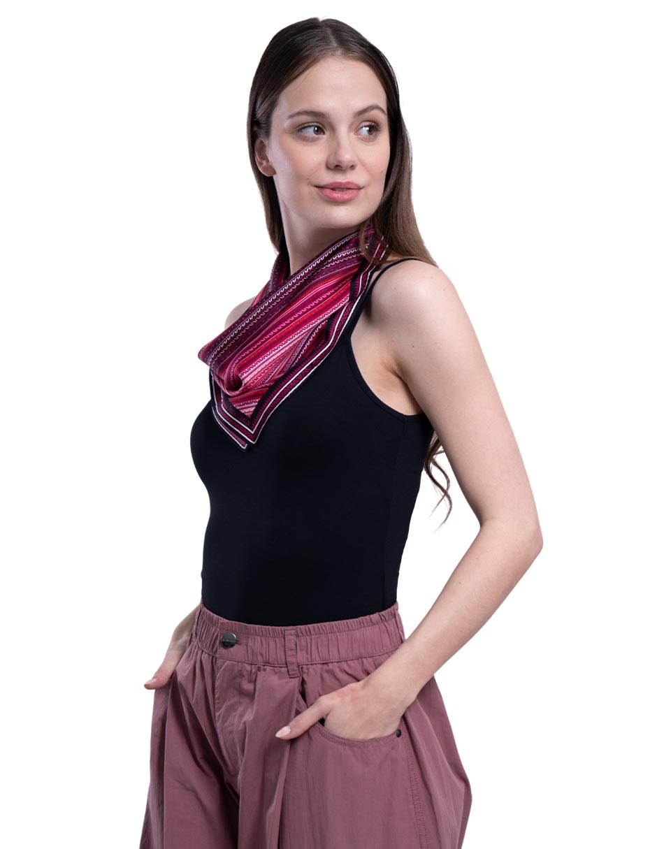Mascada con estampado gráfico de seda para mujer 4