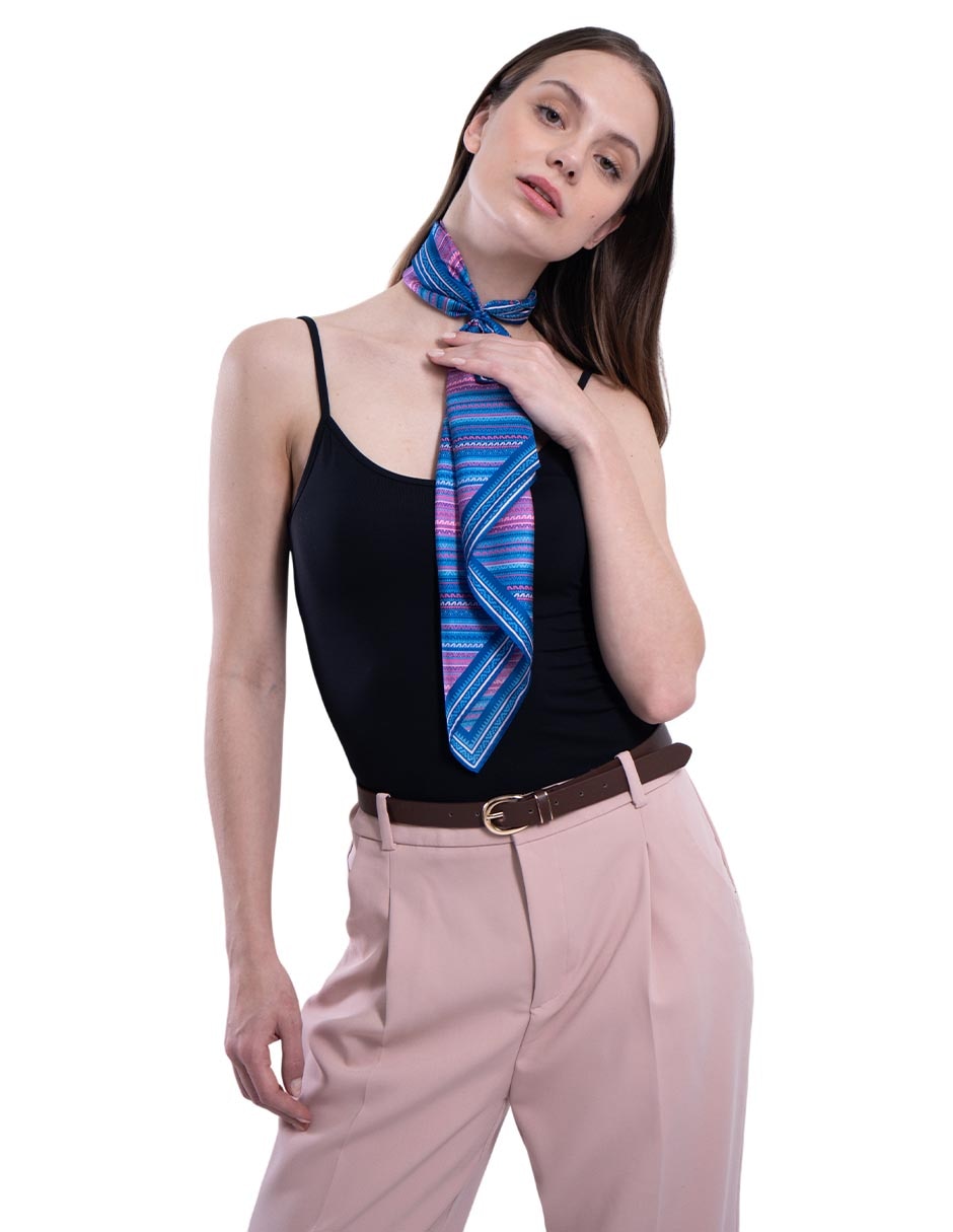 Mascada con estampado gráfico de seda para mujer Mascada con estampado gráfico de seda para mujer