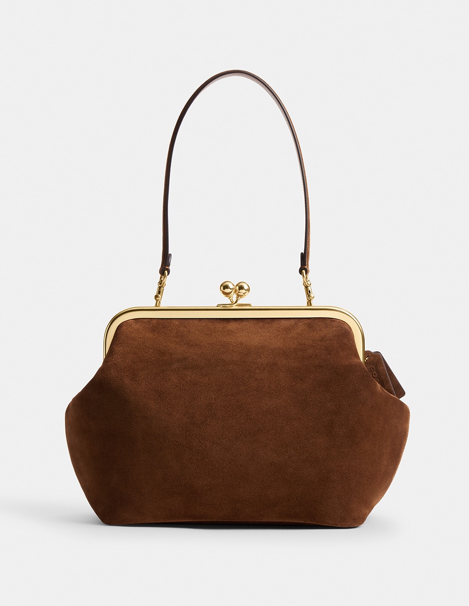 Bolsa shoulder Kisslock Frame 27 de suede para mujer 1