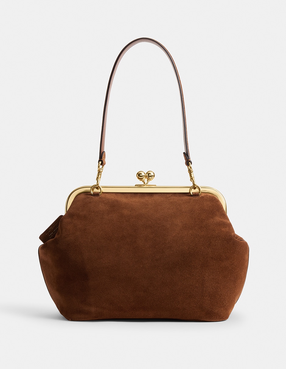Bolsa shoulder Kisslock Frame 27 de suede para mujer