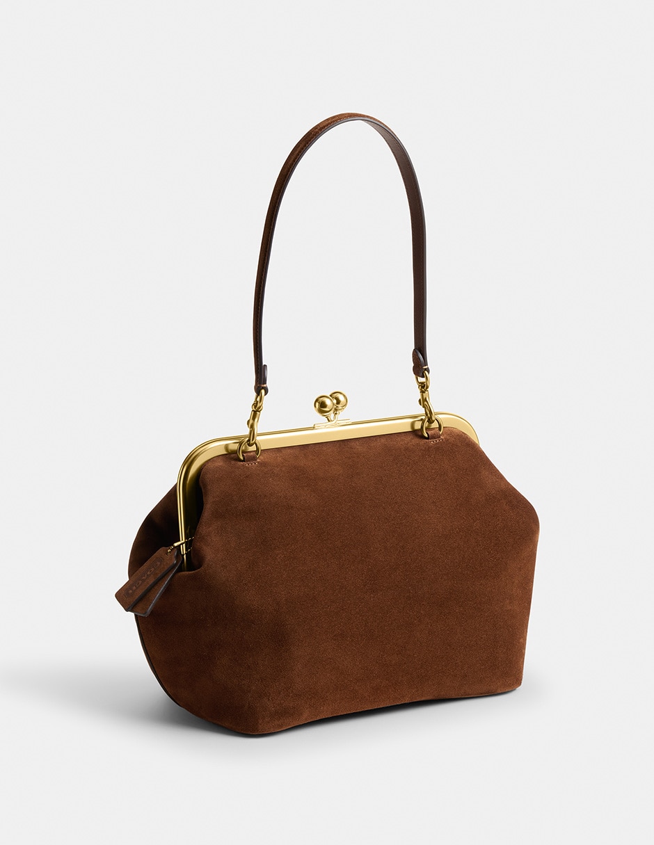 Bolsa shoulder Kisslock Frame 27 de suede para mujer 3