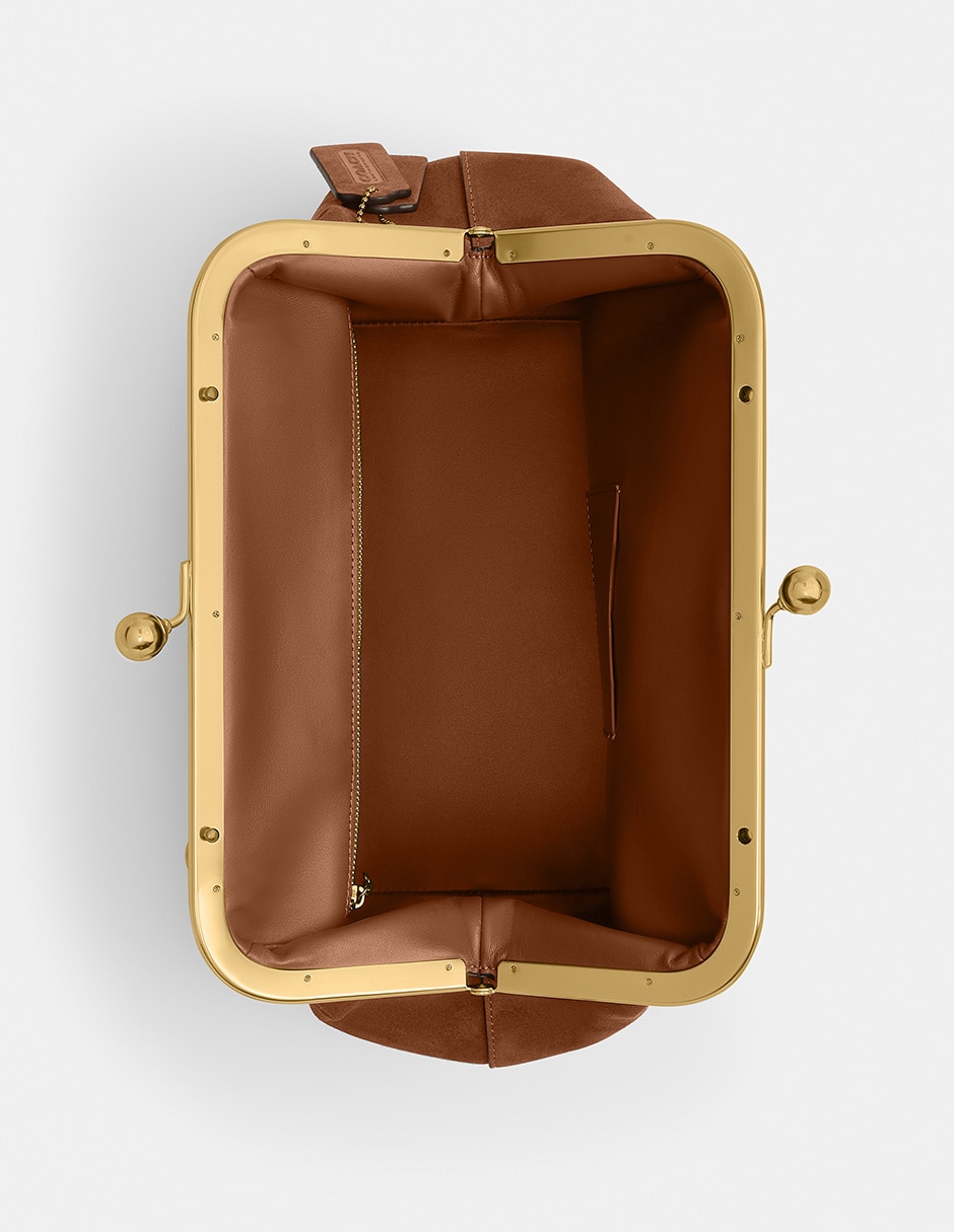 Bolsa shoulder Kisslock Frame 27 de suede para mujer 4