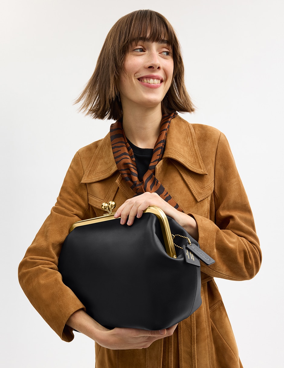 Bolsa shoulder Kisslock Frame 27 de piel para mujer 3