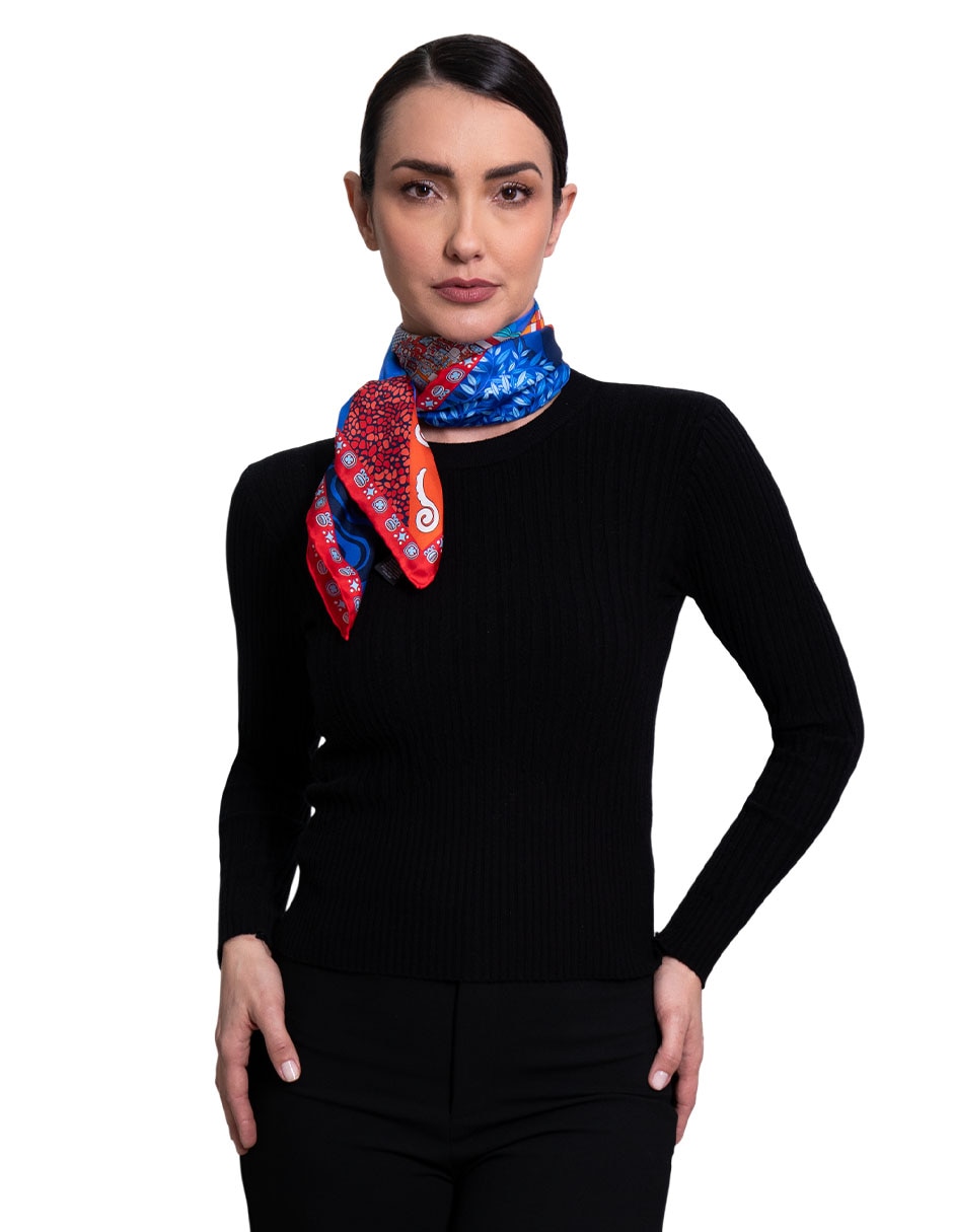 Mascada Con Estampado Gráfico De Seda Para Mujer 3