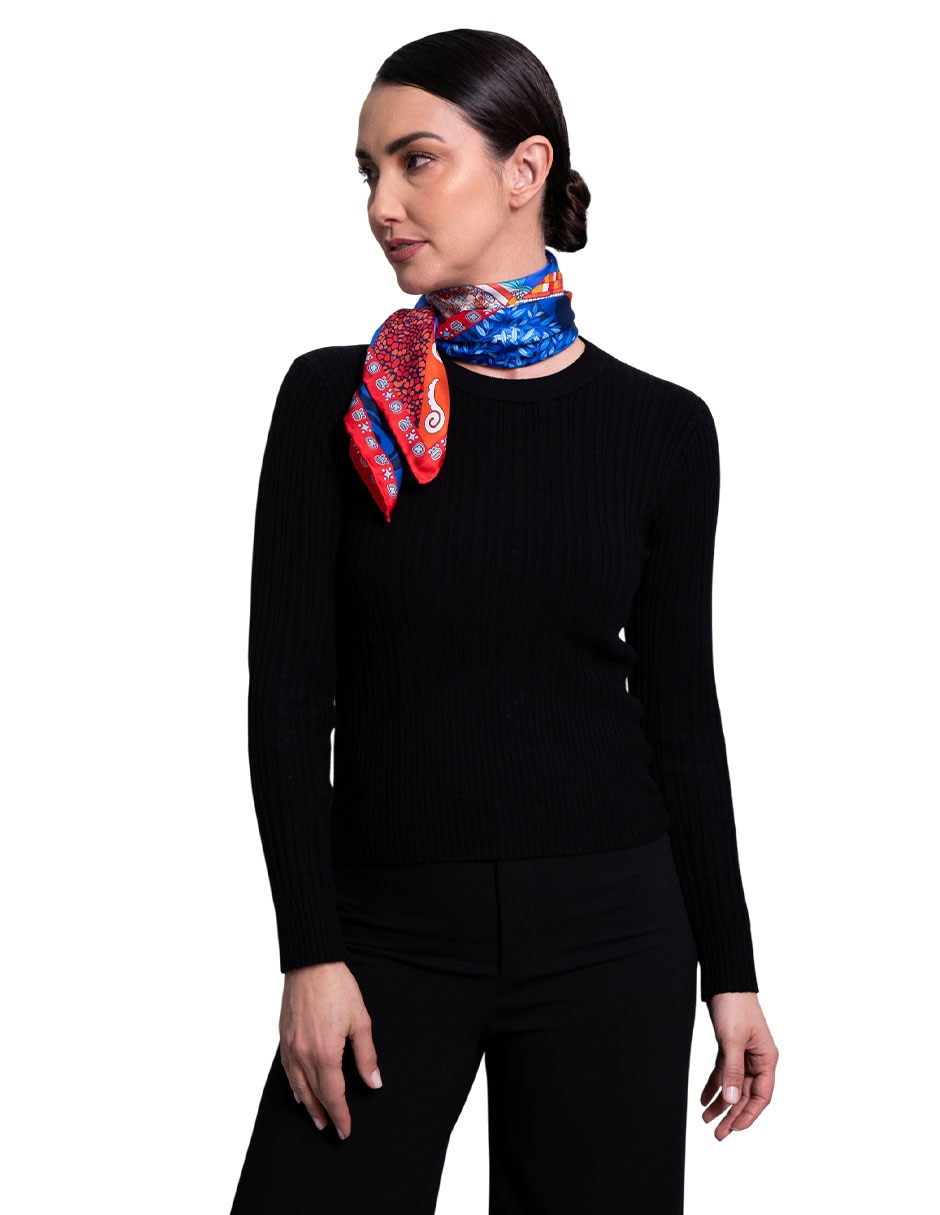Mascada Con Estampado Gráfico De Seda Para Mujer