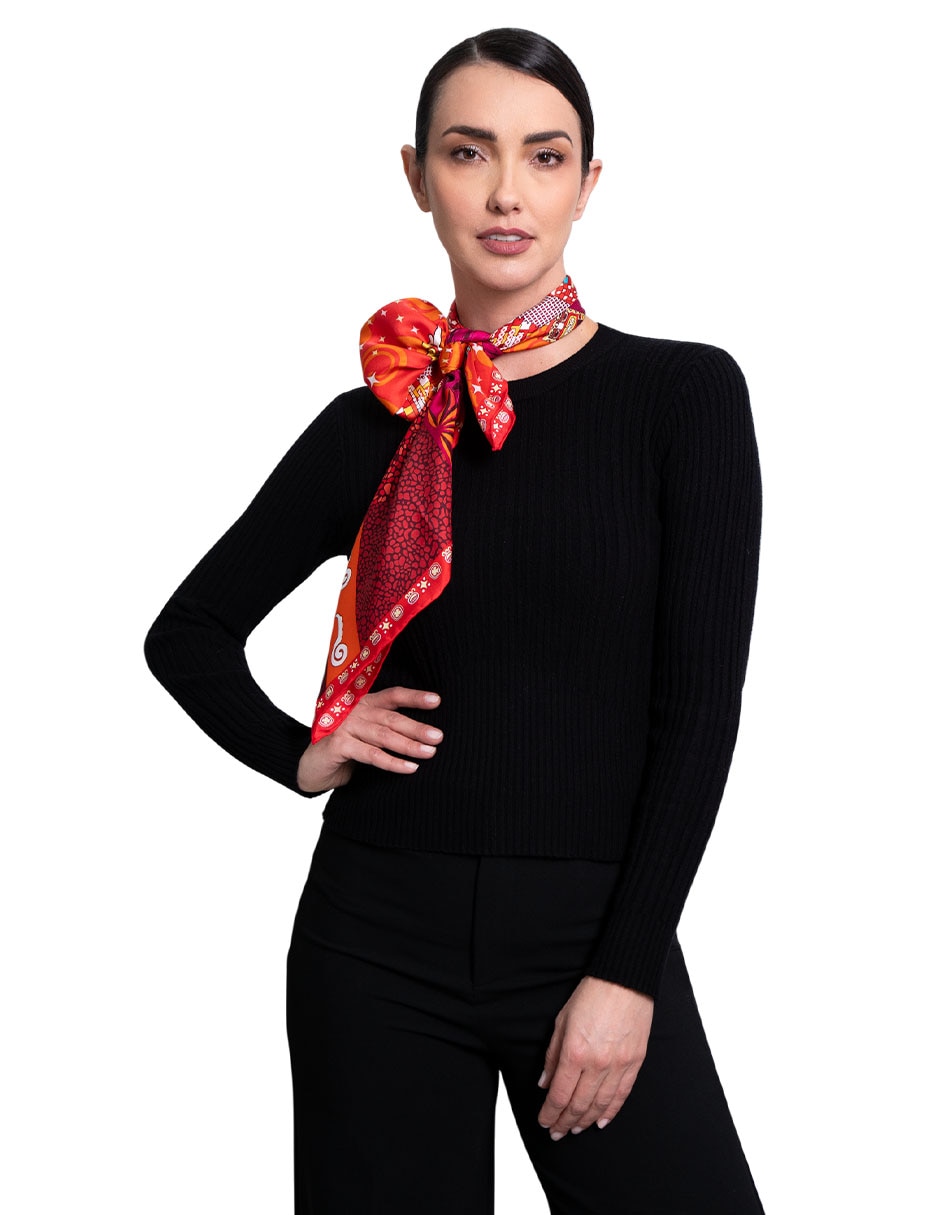 Mascada Con Estampado Gráfico De Seda Para Mujer