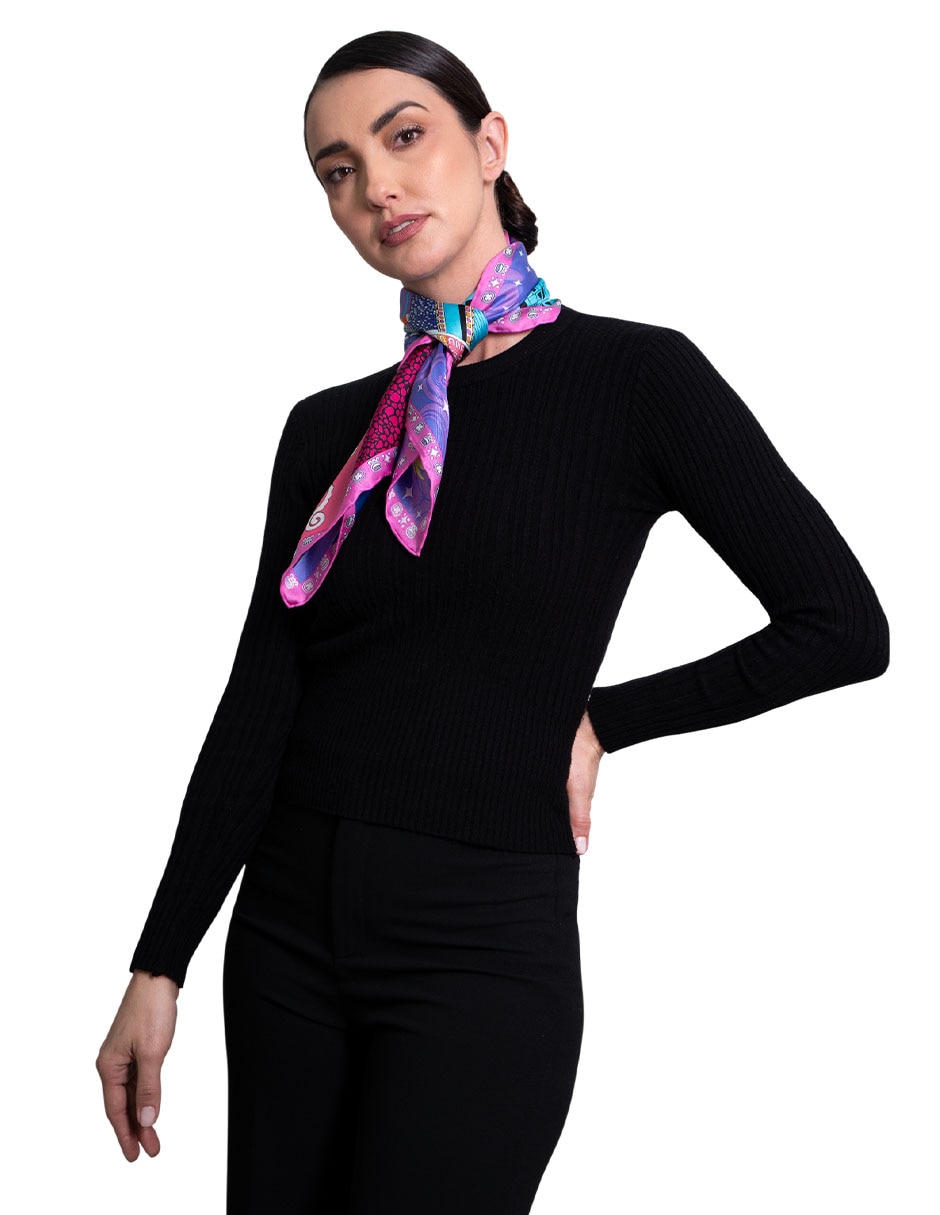 Mascada Con Estampado Gráfico De Seda Para Mujer