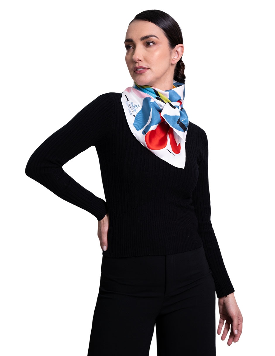 Mascada con estampado gr‡fico de seda para mujer