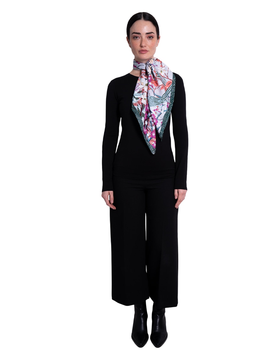 Mascada con estampado gr‡fico de seda para mujer 2