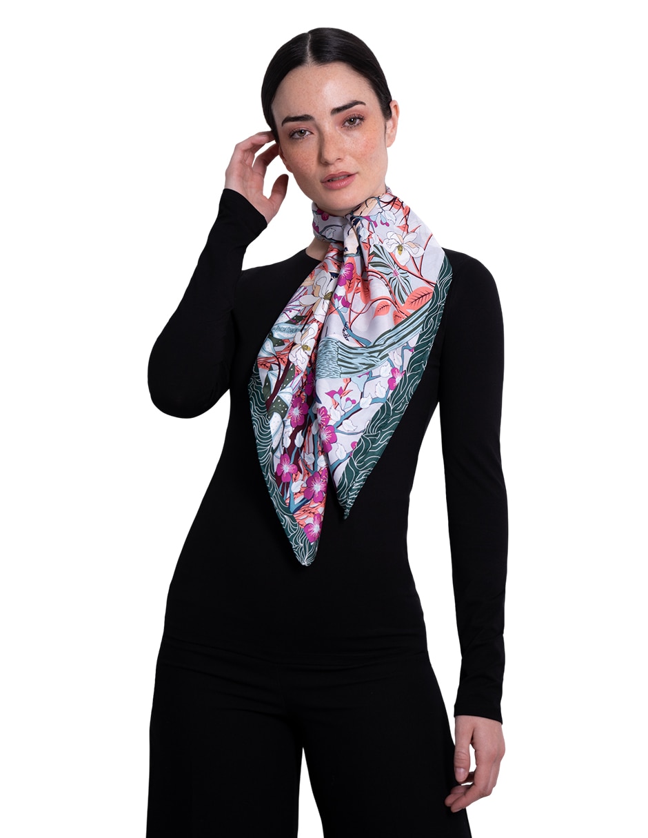 Mascada con estampado gr‡fico de seda para mujer 3