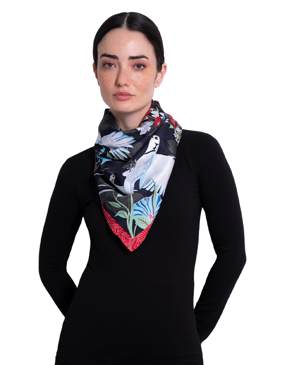 Mascada estampada de seda para mujer 4