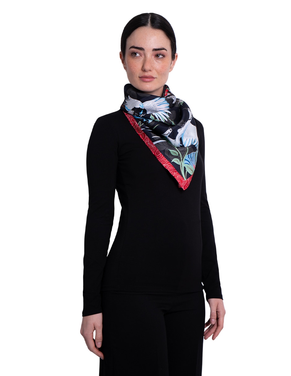 Mascada estampada de seda para mujer 1