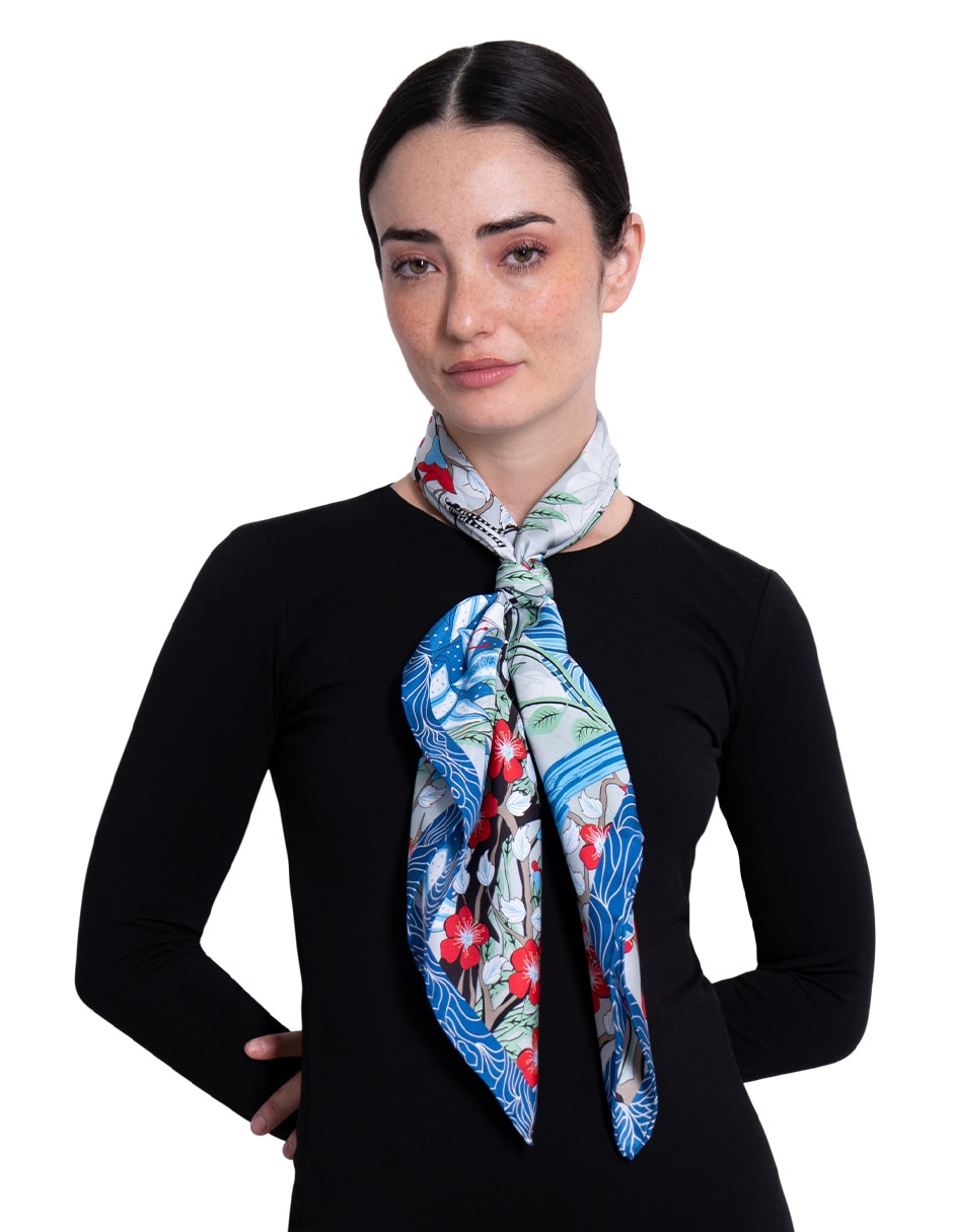 Mascada con estampado gr‡fico de seda para mujer 4