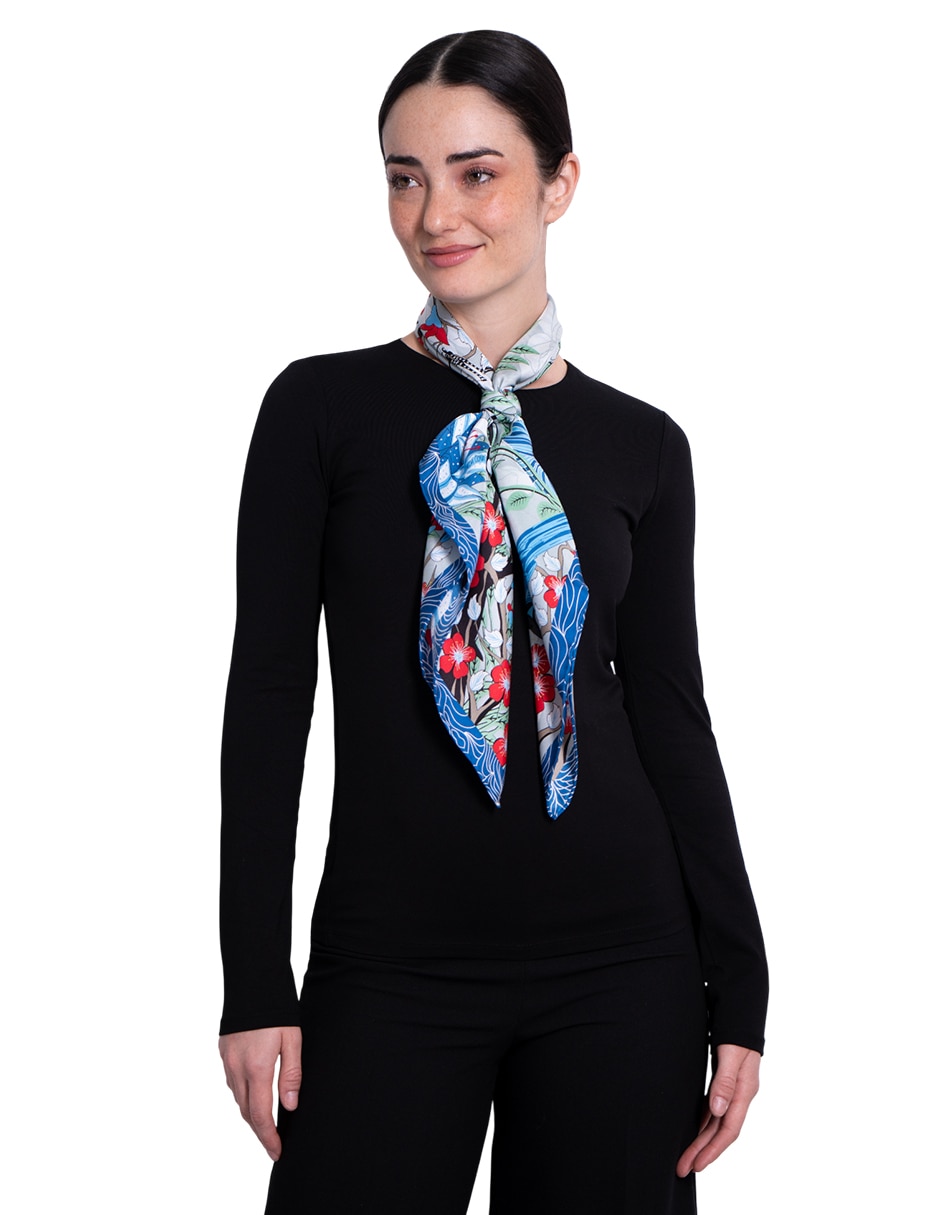 Mascada con estampado gr‡fico de seda para mujer