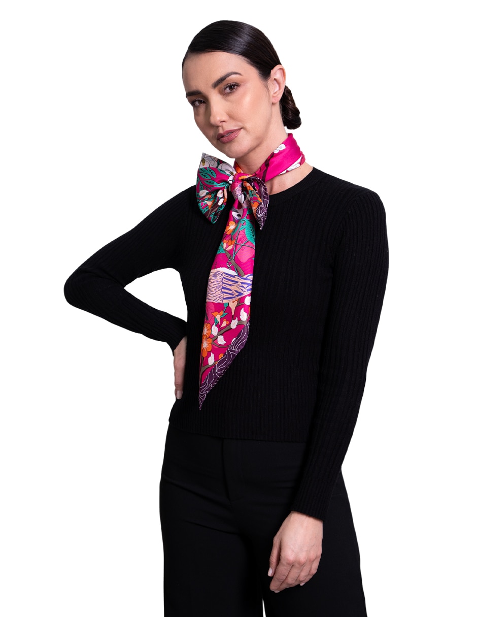 Mascada Con Estampado Gráfico De Seda Para Mujer