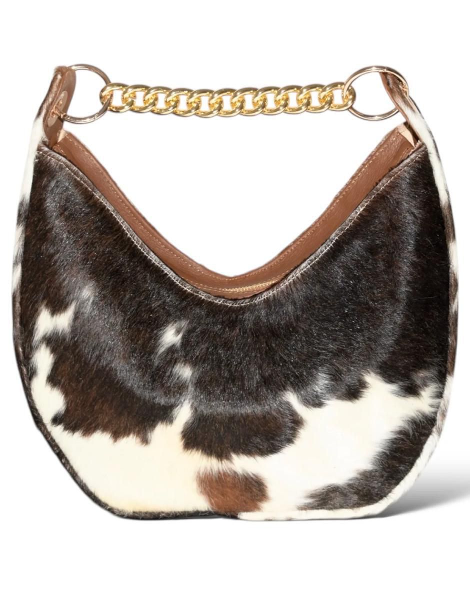 Bolsa hobo Fortune Cow Black de piel para mujer
