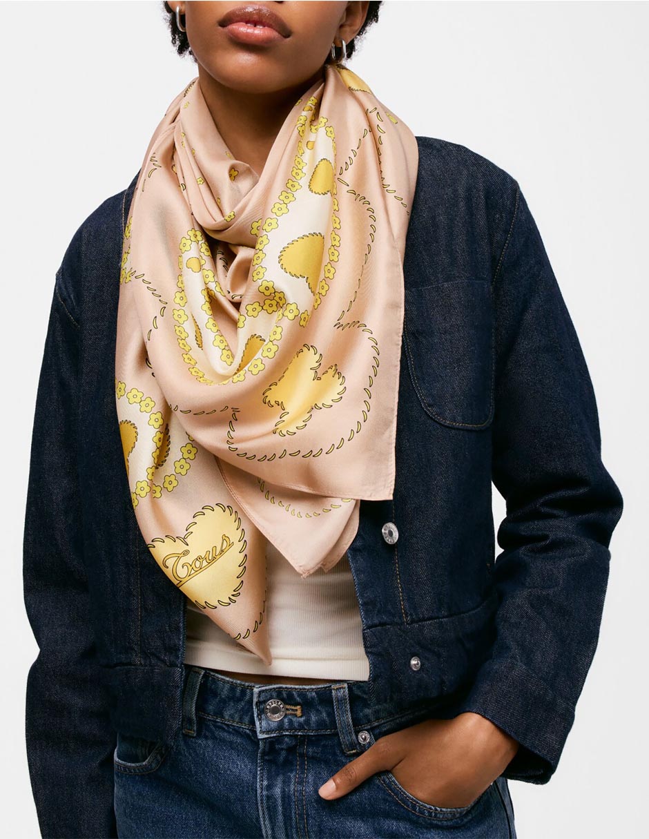 Mascada con estampado floral de seda para mujer