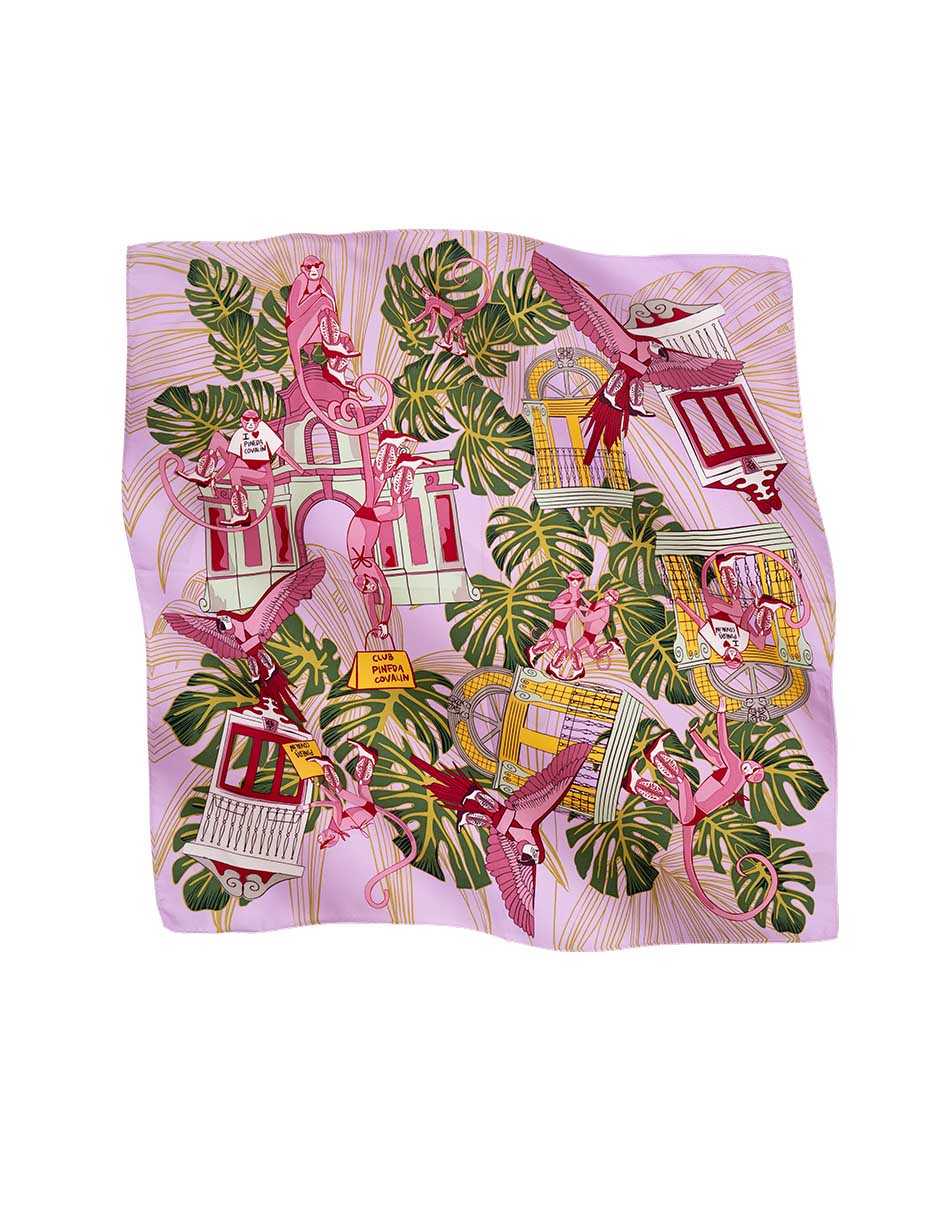 Mascada con estampado de seda para mujer
