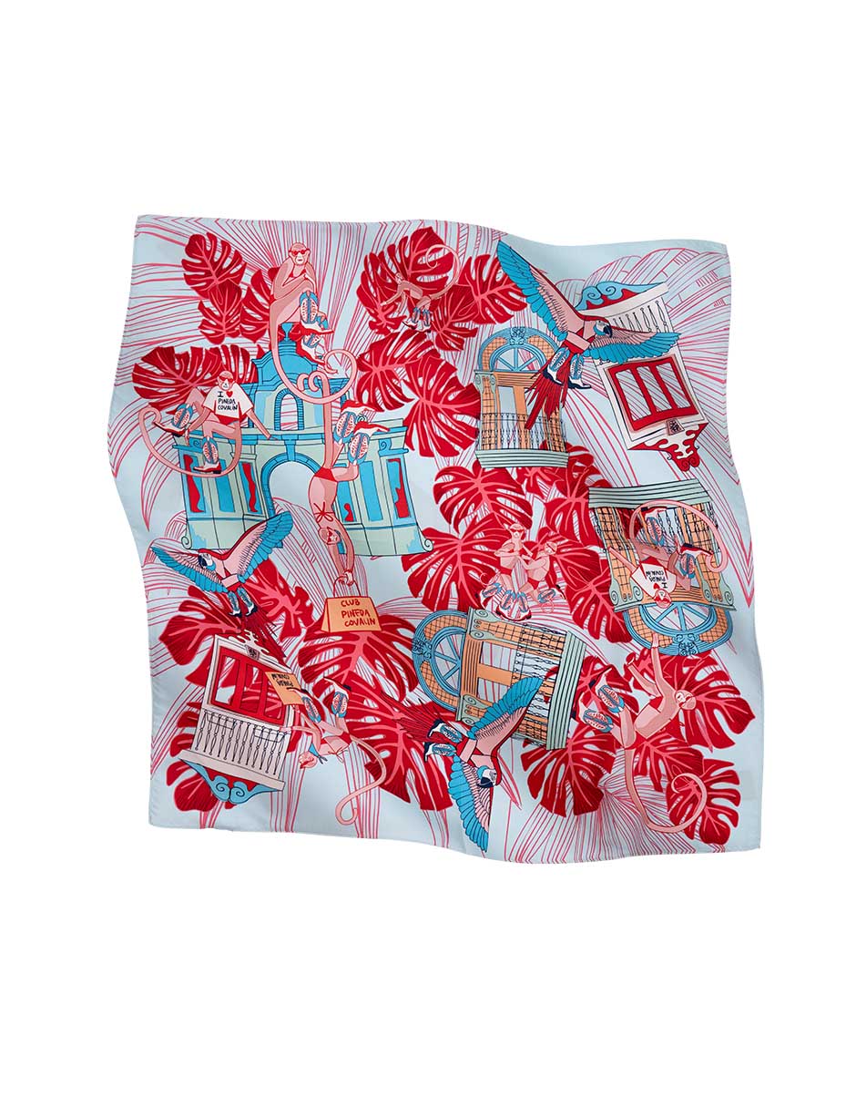 Mascada con estampado de seda para mujer 4