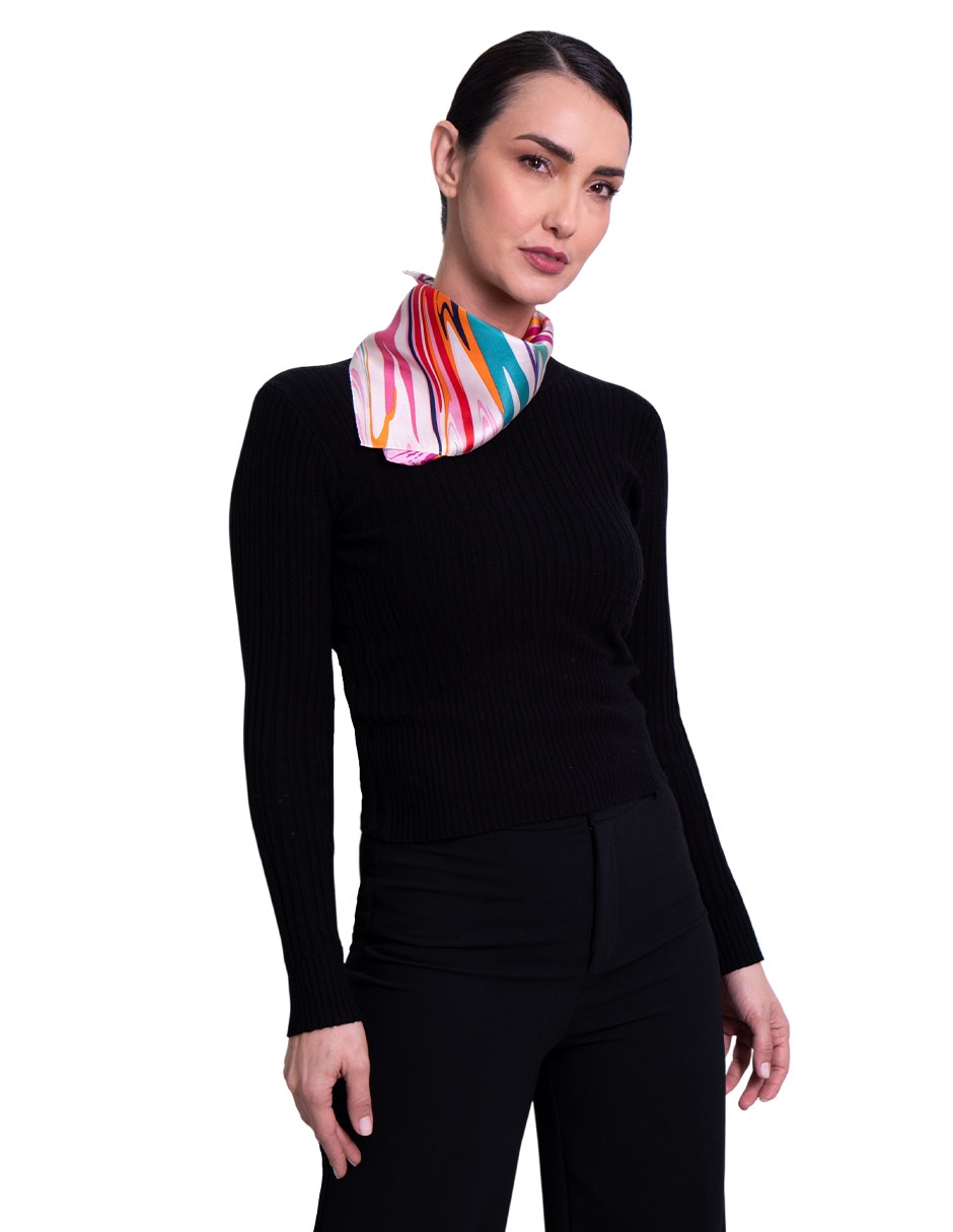 Mascada con estampado de seda para mujer 4