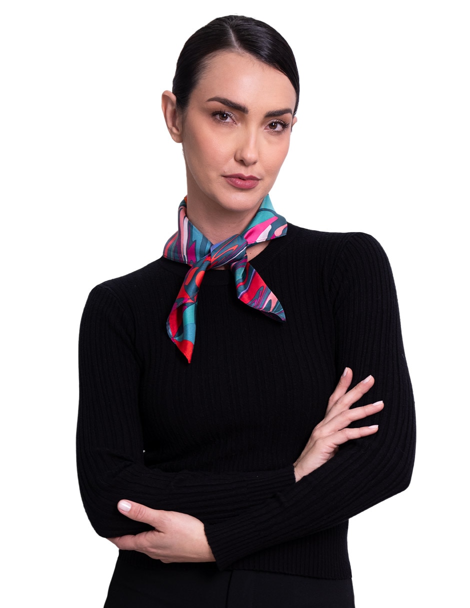 Mascada con estampado de seda para mujer 4