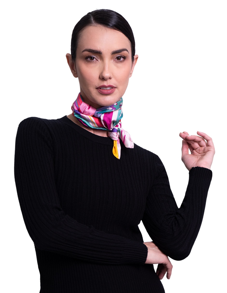 Mascada con estampado de seda para mujer 1