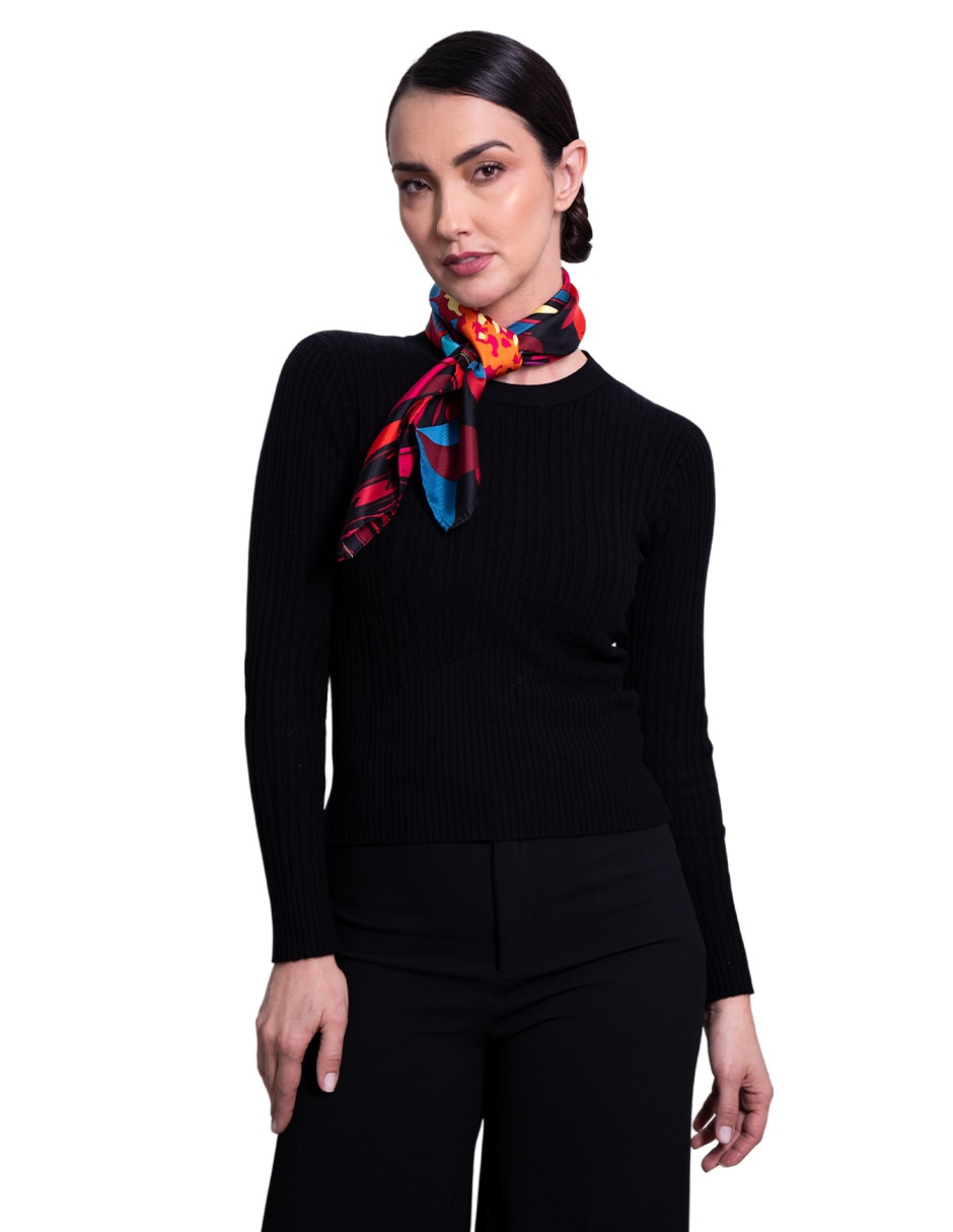 Mascada con estampado de seda para mujer 4