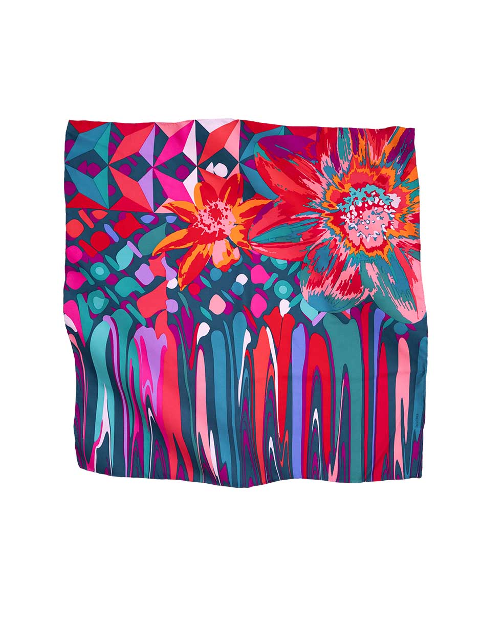 Mascada con estampado de seda para mujer