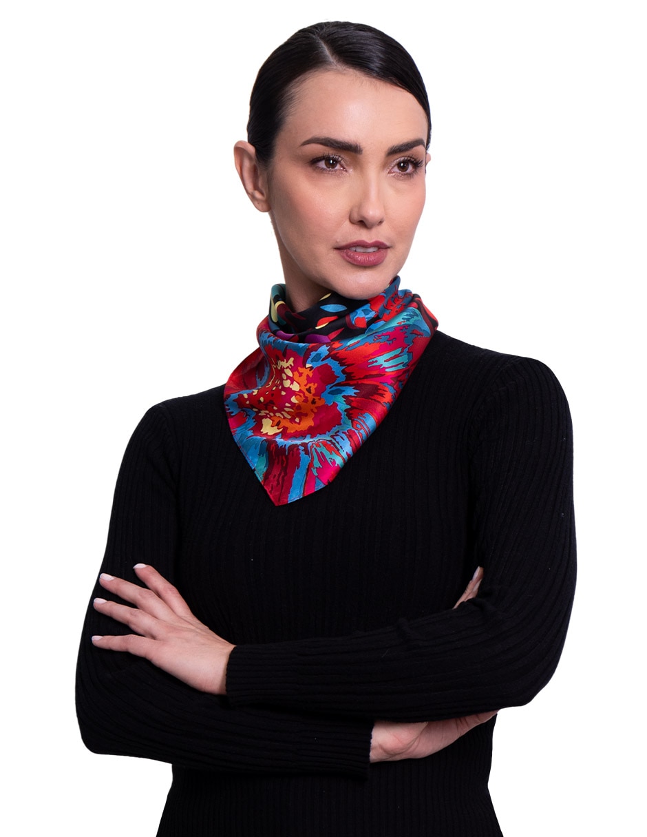Mascada con estampado de seda para mujer 4