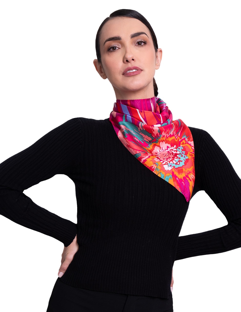 Mascada con estampado de seda para mujer 4