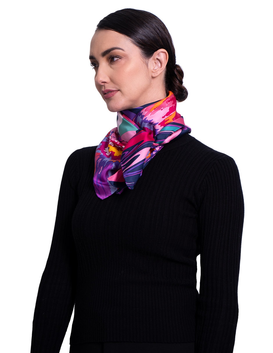 Mascada con estampado de seda para mujer 3