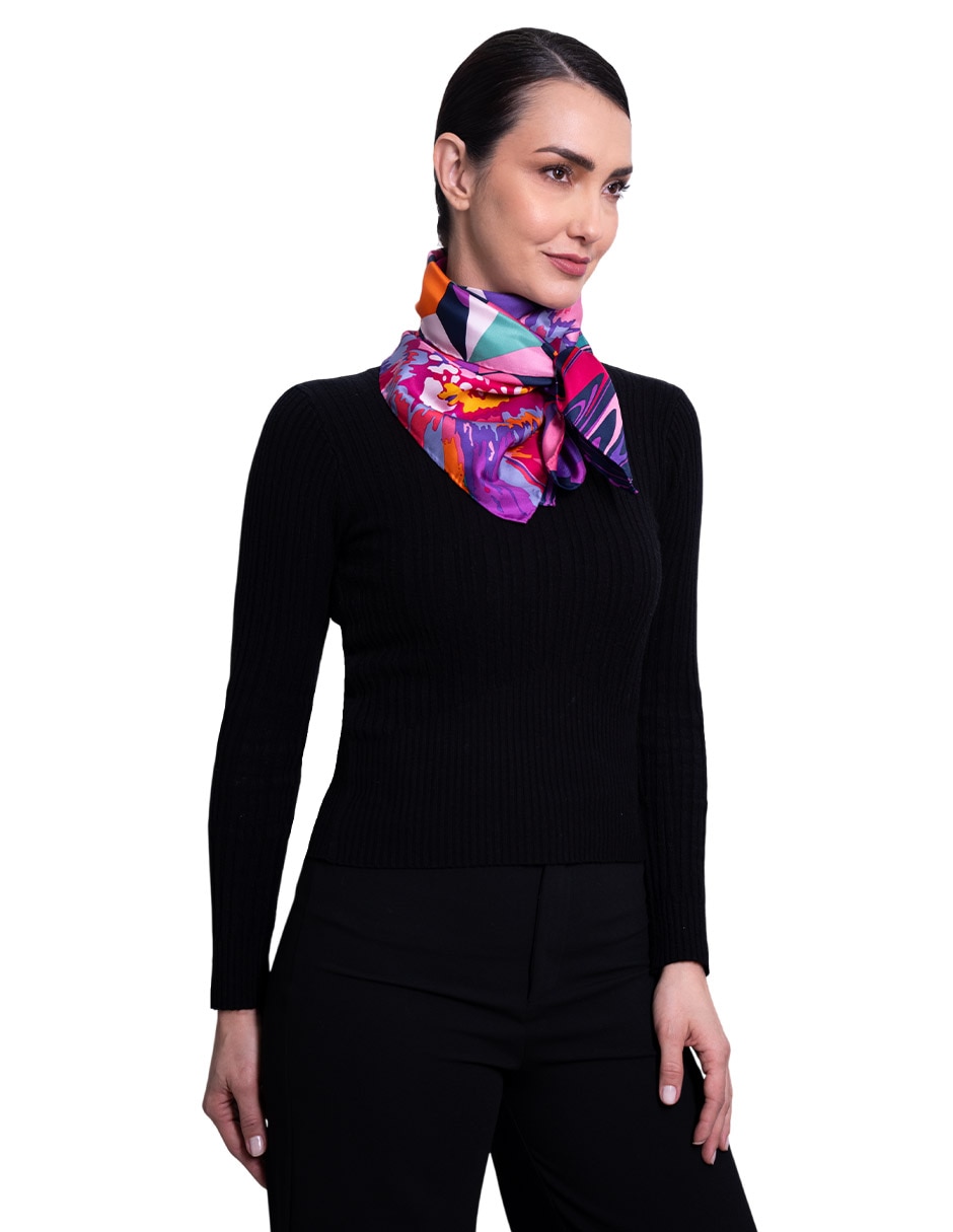 Mascada con estampado de seda para mujer 4