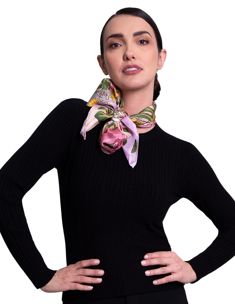 Mascada con estampado de seda para mujer 4