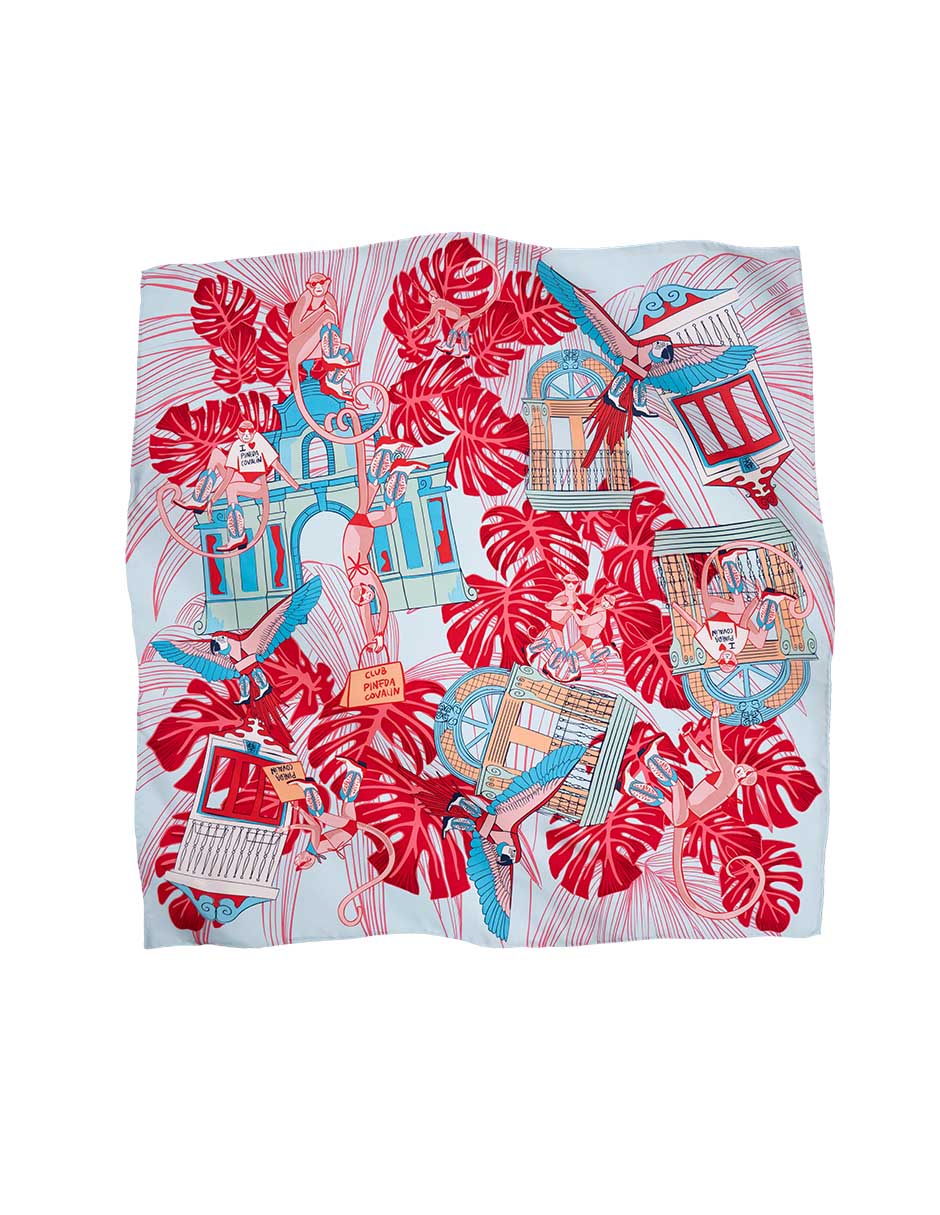 Mascada con estampado de seda para mujer