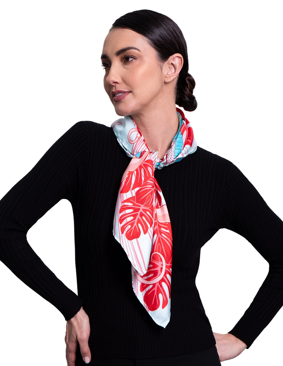 Mascada con estampado de seda para mujer 4