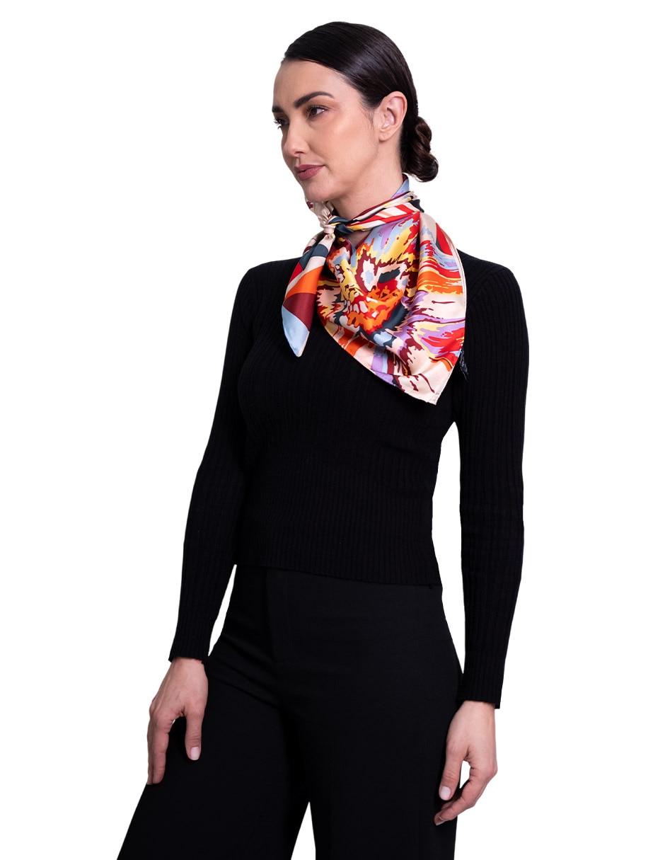 Mascada con estampado de seda para mujer 3