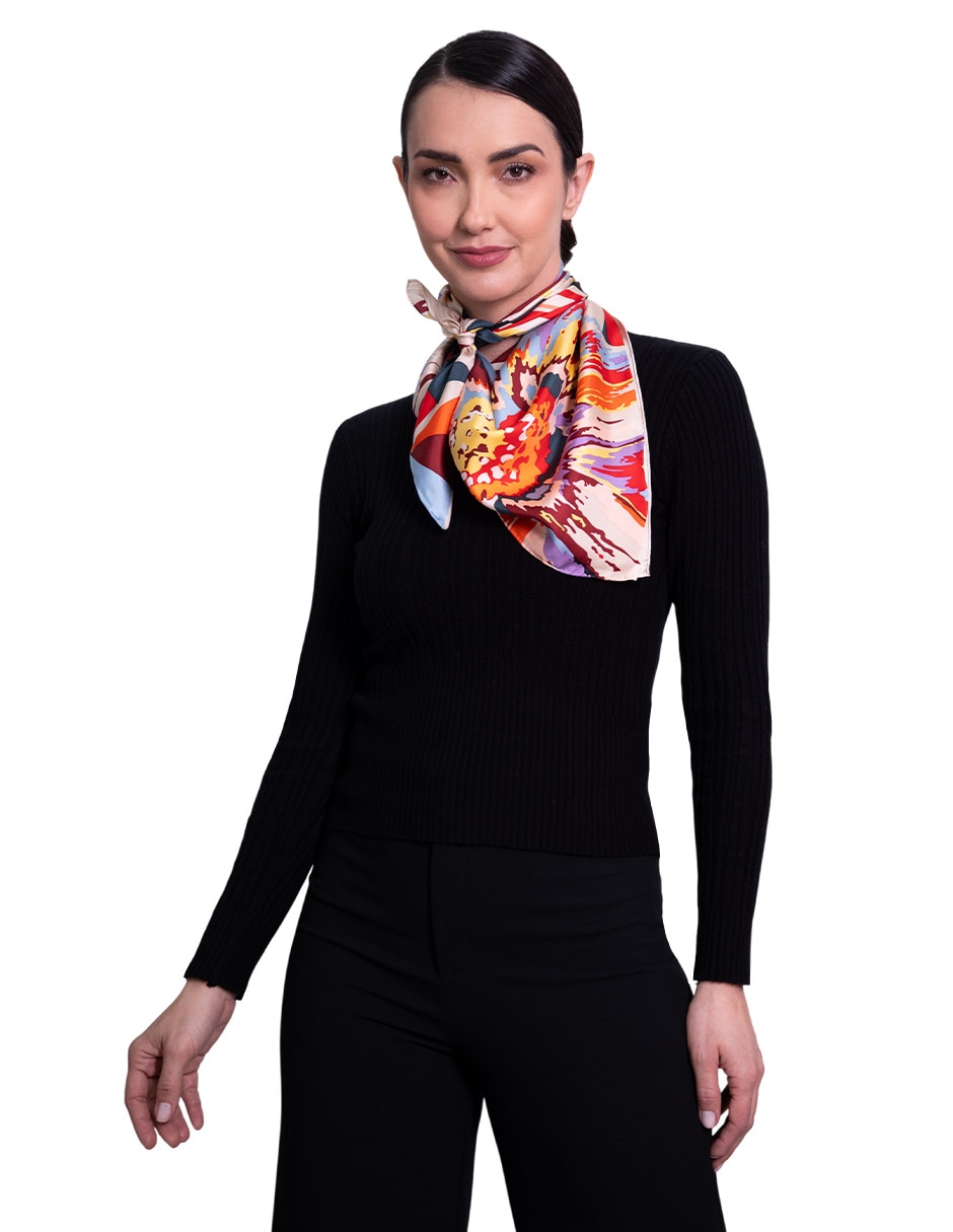 Mascada con estampado de seda para mujer 1