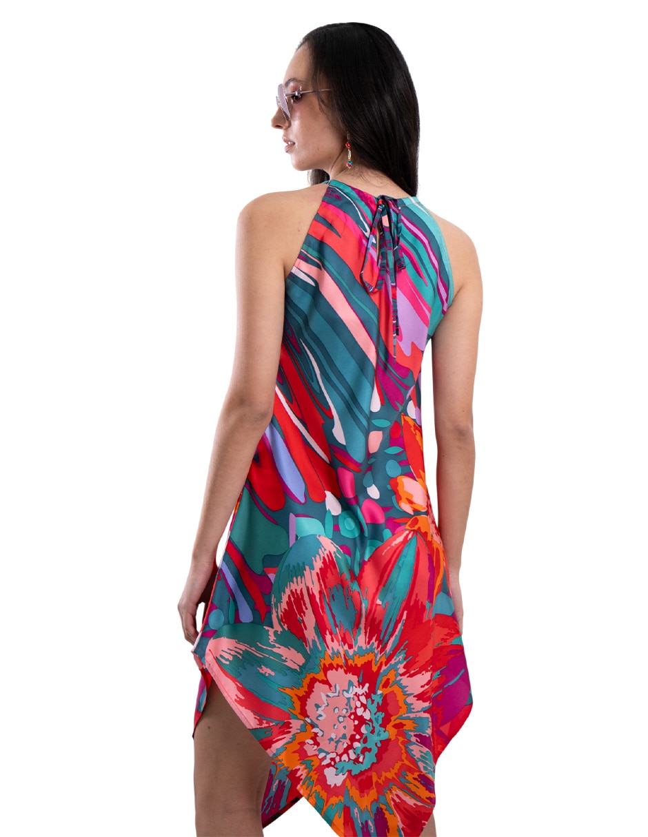 Vestido a la rodilla casual arte efímero para mujer 2